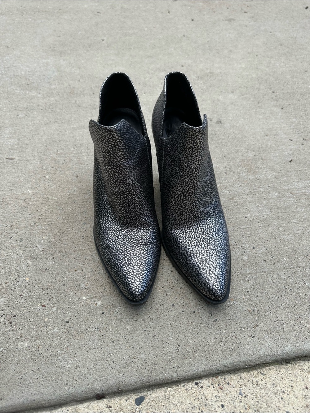 Naturalizer Metallic Black Pointed Toe Ankle Booties